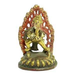 Old Stock Statue of Ganesh Partly Gold Plated , Painted Face, Last 3 P Piece Remaining