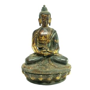  Old Stock Statue of Amitabha Buddha Partly Gold Plated , Antique Finishing Last Piece 