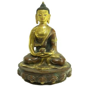  Old Stock Statue of Amitabha Buddha Partly Gold Plated , Painted Face, Last Piece 