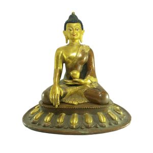  Old Stock Statue of Shakyamuni Buddha Partly Gold Plated , Painted Face, Last Piece 