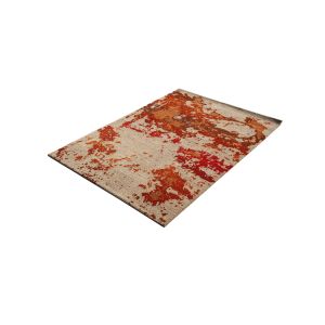 Nepali Handmade Woolen Abstract Carpet , 60 knots , Red and Orange