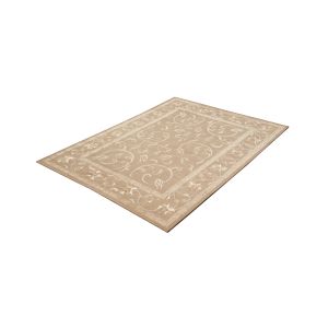 Nepali Handmade Wool and Silver Flower Design Carpet , 100knots , Natural 