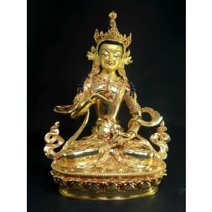 Statue of Vajrasattva Full Gold Plated , Painted Face