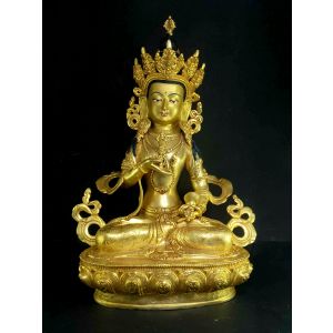 Statue of Vajrasattav Full Fire Gold Plated , Painted face