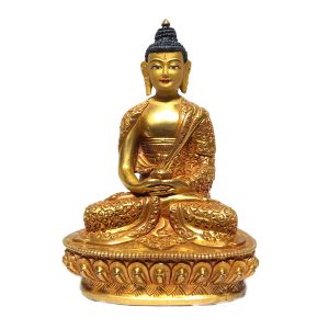 Monastery Quality Statue of Amitabha Buddha , Full Gold Plated , Painted Face 