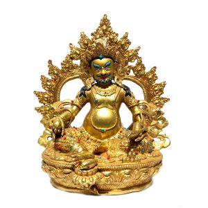  Monastery Quality Statue of Yellow Jambala , Full Gold Plated , Painted Face 