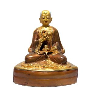  Monastery Quality Statue of guru , Partly Gold Plated , Painted Face 