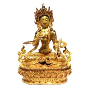 Monastery Quality Statue of Vajrasattva , Full Gold Plated , Painted Face