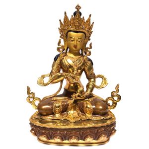  Monastery Quality Buddhist Statue of Vajrasattva Full Fire Gold plated , Painted Face 