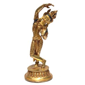 Monastery Quality Buddhist Statue of Maya Devi Full Fire Gold plated , Painted Face