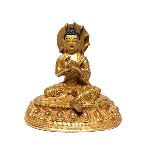  Monastery Quality Buddhist Statue of Nagarjuna Buddha Full Fire Gold plated , Painted Face 