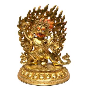  Monastery Quality Buddhist Statue of Vajrapani Full Fire Gold plated , Painted Face 