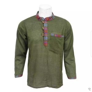 Nepali Handmade Cotton Kurta , Green Dying 