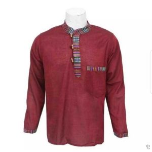 Nepali Handmade Cotton Kurta , Maroon Dying 