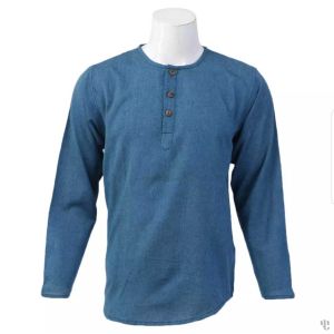 Nepali Handmade Cotton Kurta , Turquoise Blue Dying 