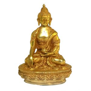 Nepali Small Statue Of Shakyamuni Buddha, Full Gold Plated 