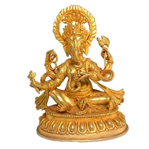 Nepali Small Statue Of Ganesh, Full Gold Plated 
