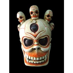 Handmade Wooden Mask Of Mahakal , Painted White 