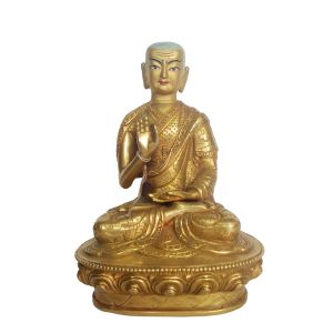 Statue of Tson Kapa disciple , Full Gold Plated , painted Face