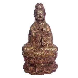 Rare Statue of Japanese Gunyin, Avalokitesvara, Glossy, Without Patina Finishing 