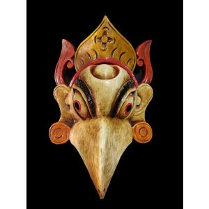Handmade Wooden Mask Of Garudha, Painted White 