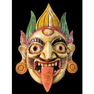 Handmade Wooden Mask Of Kali, Painted White 