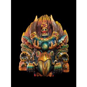 Handmade Wooden Mask Of Garudha, Painted Blue 