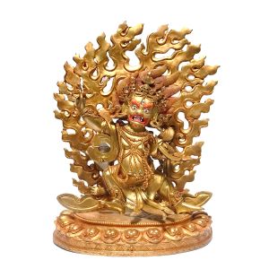  Monastery Quality Statue Of Vajrapani,chak na dorje Fire Gold Plated , with Painted Face