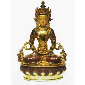  Monastery Quality Statue Of Aparmita, Amitayus, Chepame Fire Full Gold Plated , with Painted Face