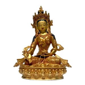  Monastery Quality Statue Of Tara , Fire Full Gold Plated , with Painted Face
