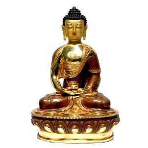  Monastery Quality Statue Of Amitabha Buddha, Partly Gold Plated , with Painted Face