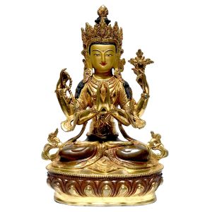  Monastery Quality Statue Of Kharcheri, Partly Gold Plated , with Painted Face