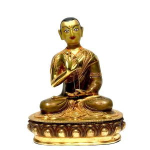  Monastery Quality Statue Of Lama, Partly Gold Plated , with Painted Face