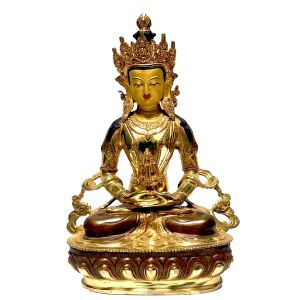  Monastery Quality Statue Of Amitayus, Partly Gold Plated , with Painted Face