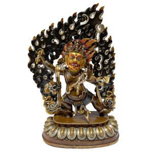 Nepali Statue Of Vajrapani, Painted Face , Gold and Silver Plated , with Double color Oxidation.