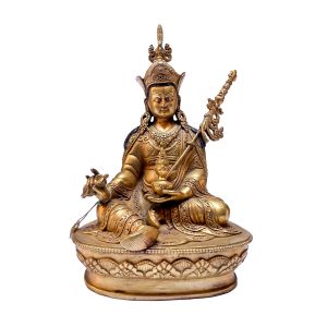 Nepali Statue Of Padmasambhava, Copper Gold Plated 