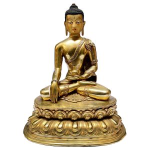 Nepali Statue Of Shakyamuni Buddha, Partly Gold Plated 