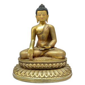Nepali Statue Of Shakyamuni Buddha, Full Gold Plated