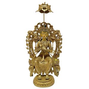 Nepali Statue Of Maitreya, Full Gold Plated , Painted Face