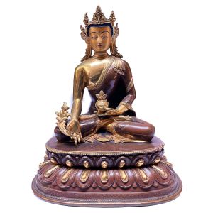 Nepali Statue Of Buddha, Partly Gold Plated 