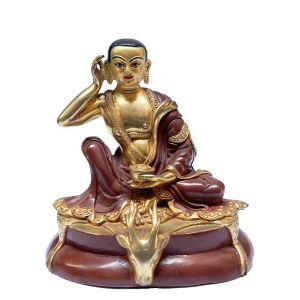 Nepali Statue Of Milarepa, Partly Gold Plated