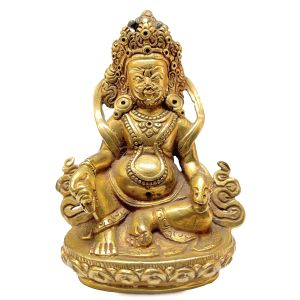 Nepali Statue Of Yellow Jambala, Full Gold Plated 
