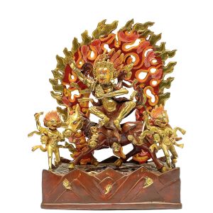 Nepali Statue Of Palden Lahmo, Partly Gold Plated, Painted Face 