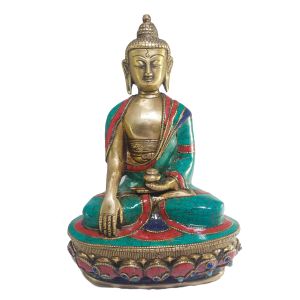 Statue of Shakyamuni Buddha with Real Stone Setting 