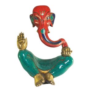 Statue of Ganesh with Real Stone Setting 