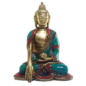 Statue of Shakyamuni Buddha with Real Stone Setting