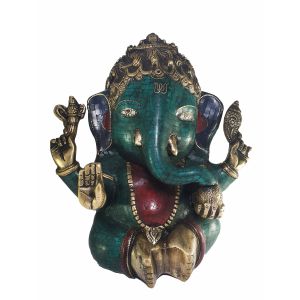 Statue of Ganesh with Real Stone Setting , Better Work