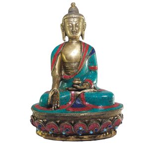 Statue of Ratnasambhava Buddha with Real Stone Setting , Better Work