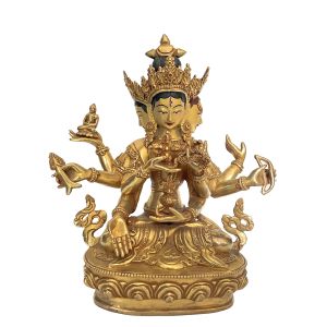 Handmade Nepali Statue Of Ushnisha Vijaya, Full Gold Plated 