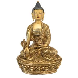 Handmade Nepali Statue Of Buddha, Full Gold Plated